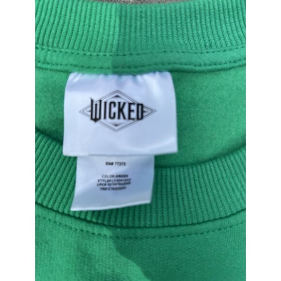 WICKED Embroidered Glinda & Elphaba Green Sweatshirt Womens Sm NWT Crew neck - Picture 4 of 11